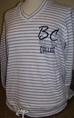 ladies hooded gray/white stripe
